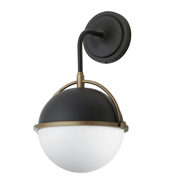 12416SWBKWBR - 1 Light Duke 9.5" Wall Sconce - Black/Weathered Brass