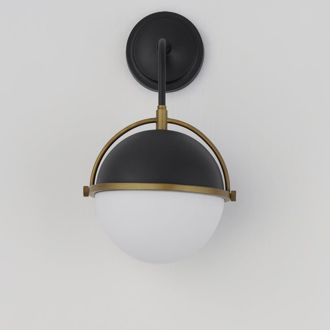 12416SWBKWBR - 1 Light Duke 9.5" Wall Sconce - Black/Weathered Brass