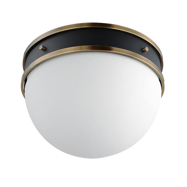 12419SWBKWBR - Duke 12" Flush Mount Ceiling Light - Black/Weathered Brass