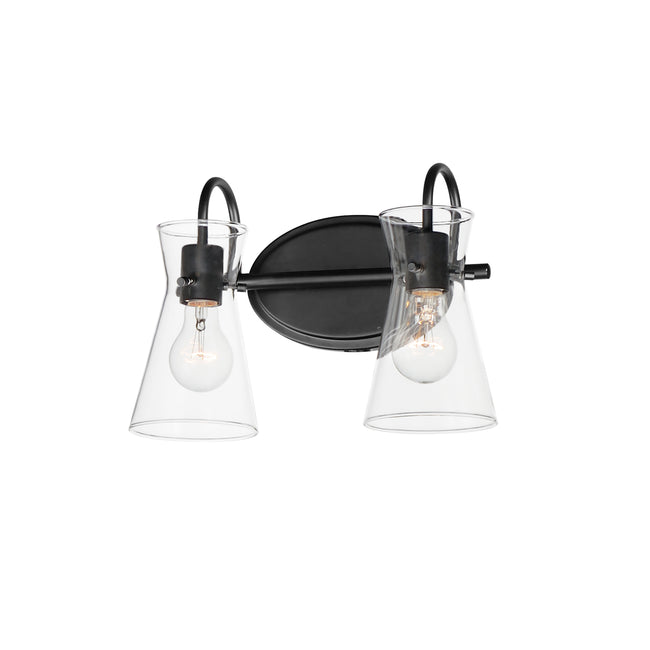 12482CLBK - 2 Light Ava 14" Vanity Light - Black