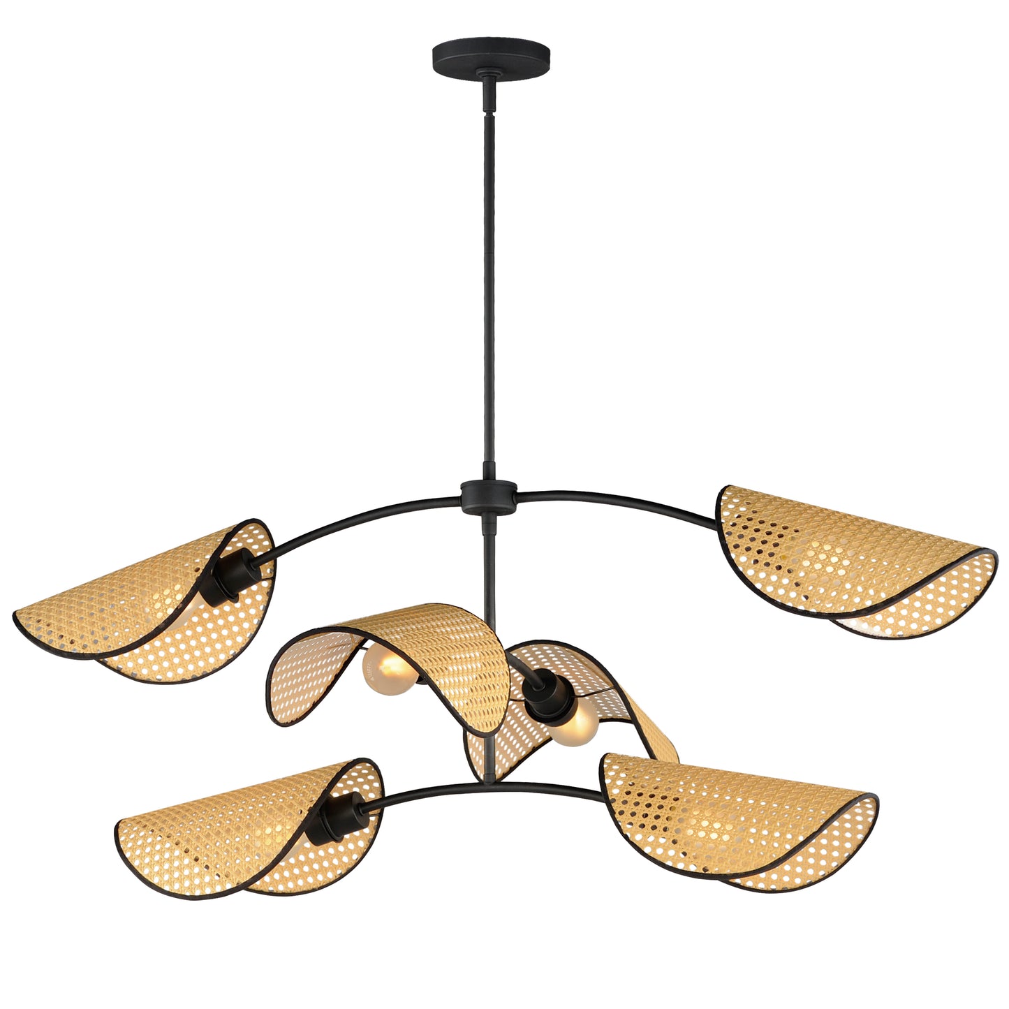 12636NABK - 6 Light Bonnet 44" Articulating Chandelier - Black