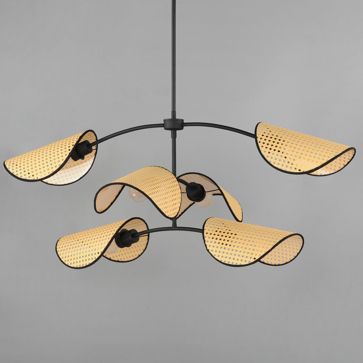 12636NABK - 6 Light Bonnet 44" Articulating Chandelier - Black