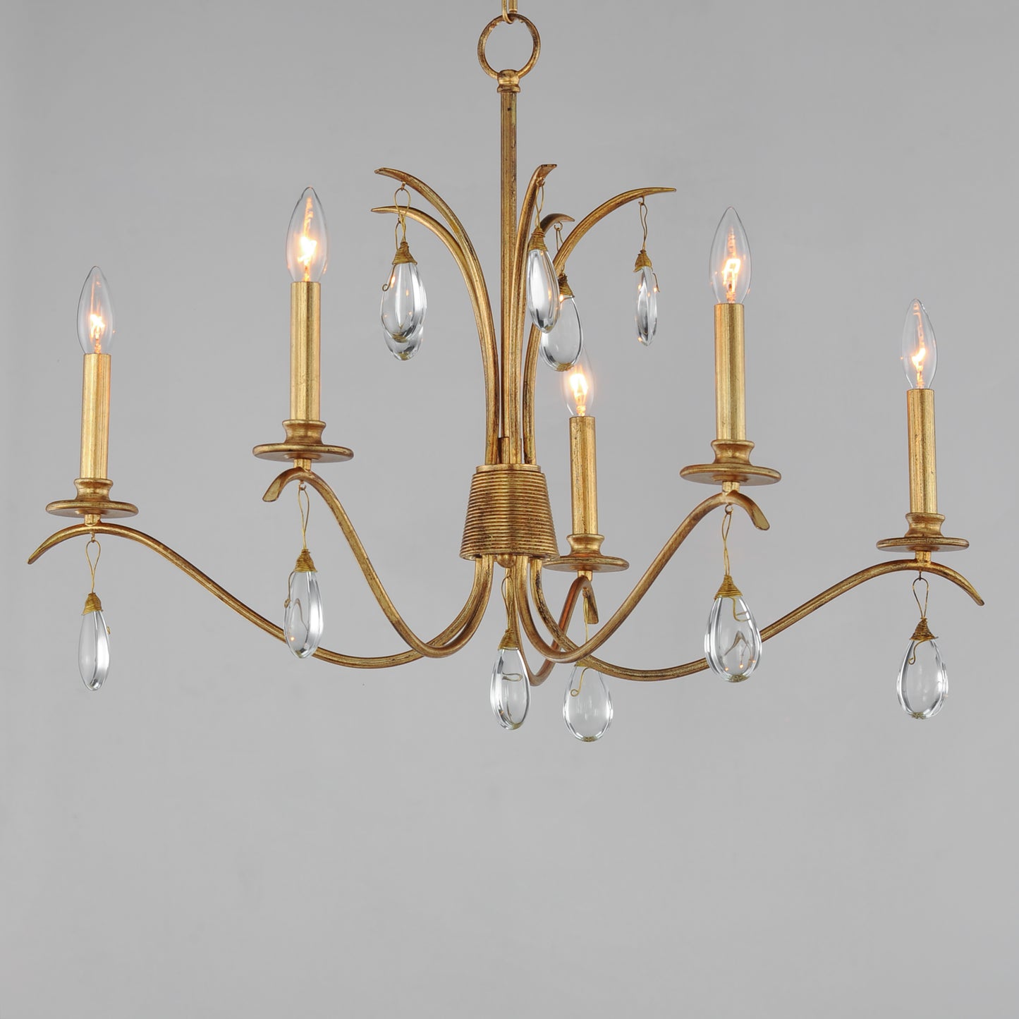 12745CHGL - 5 Light Eden 32" Chandelier - Charcoal Gold Leaf