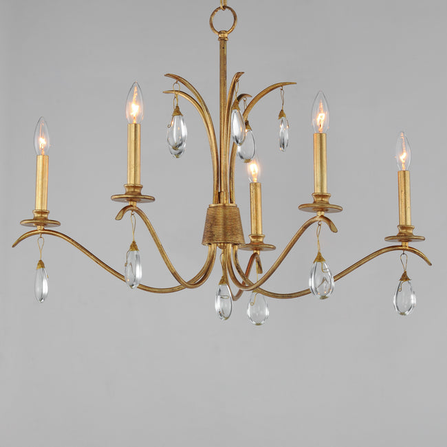 12745CHGL - 5 Light Eden 32" Chandelier - Charcoal Gold Leaf