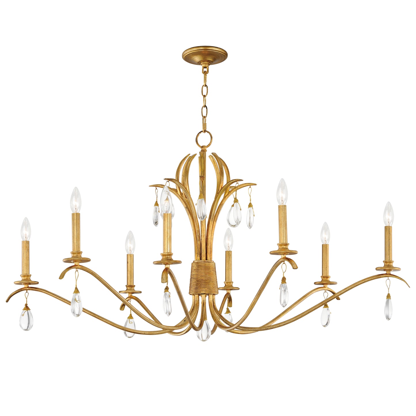 12748CHGL - 8 Light Eden 48" Chandelier - Charcoal Gold Leaf