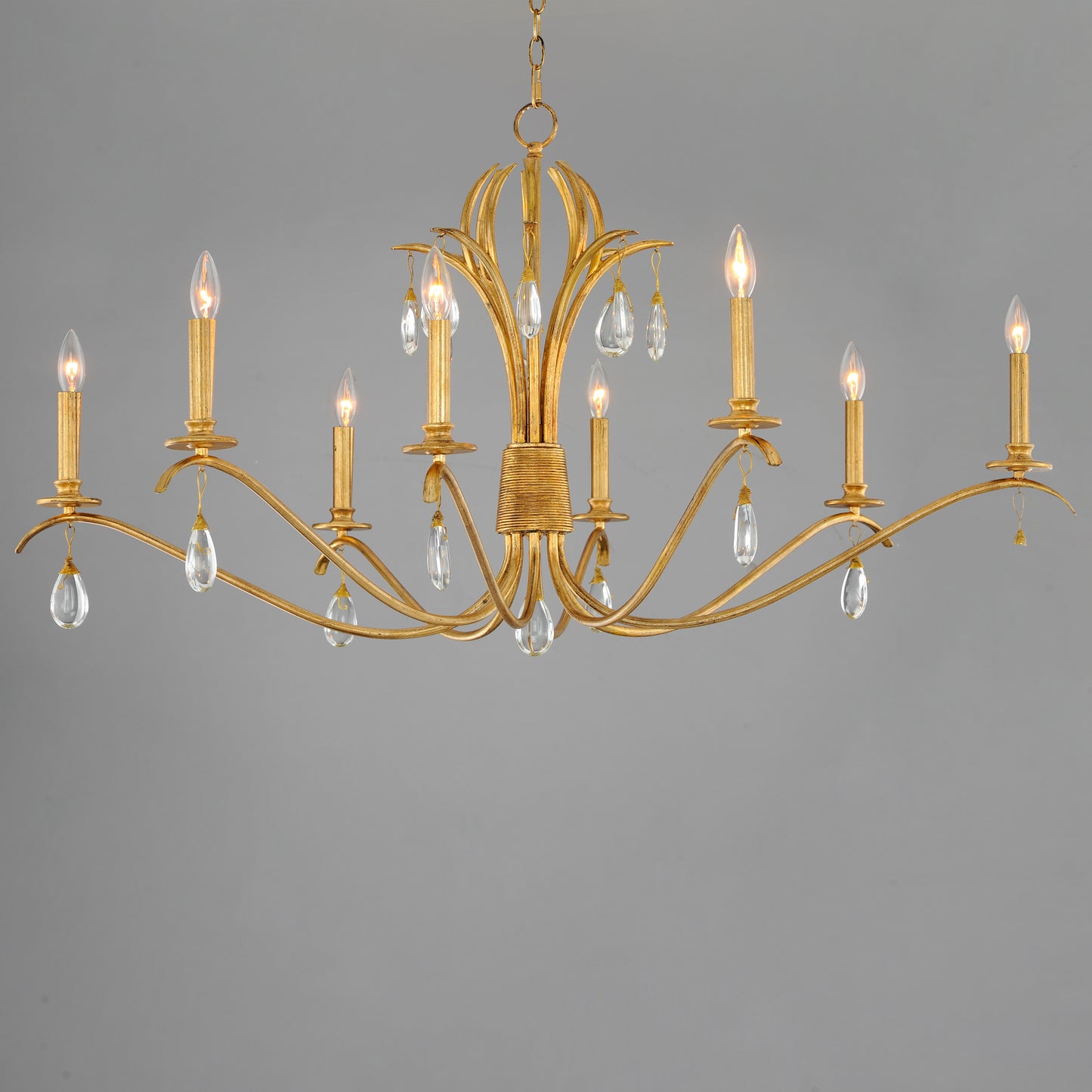 12748CHGL - 8 Light Eden 48" Chandelier - Charcoal Gold Leaf