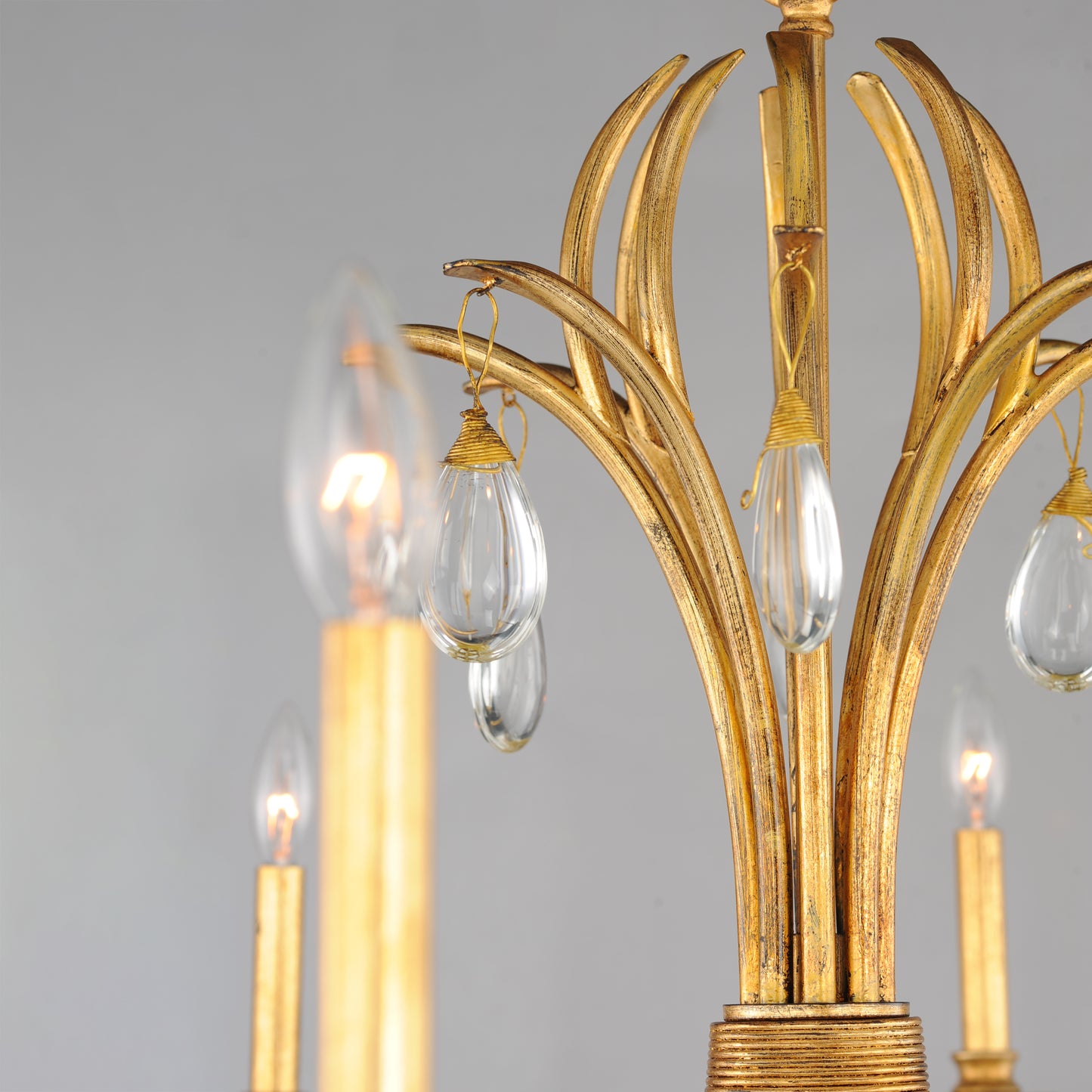 12748CHGL - 8 Light Eden 48" Chandelier - Charcoal Gold Leaf