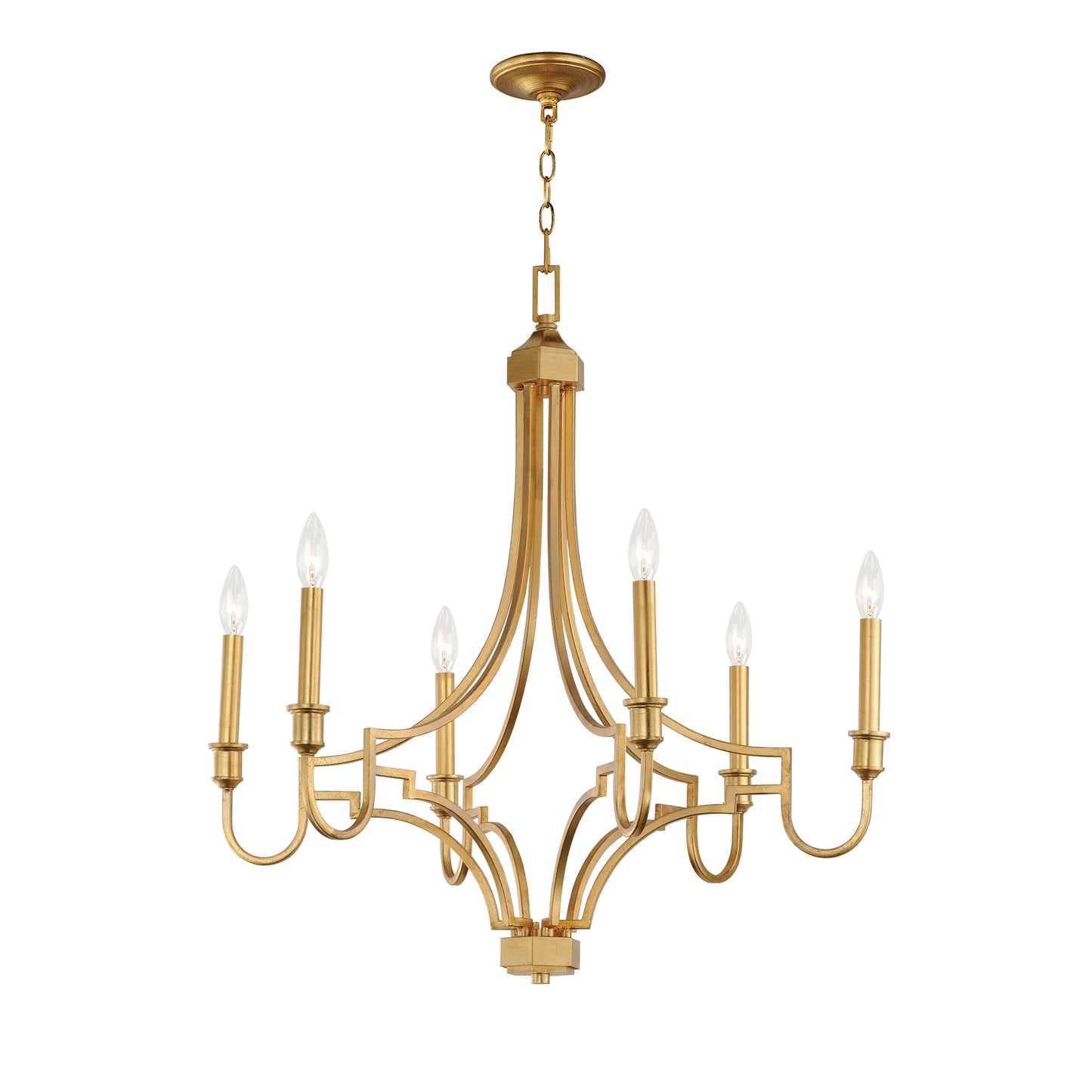 12786GL - 6 Light Normandy 29" Chandelier - Gold Leaf
