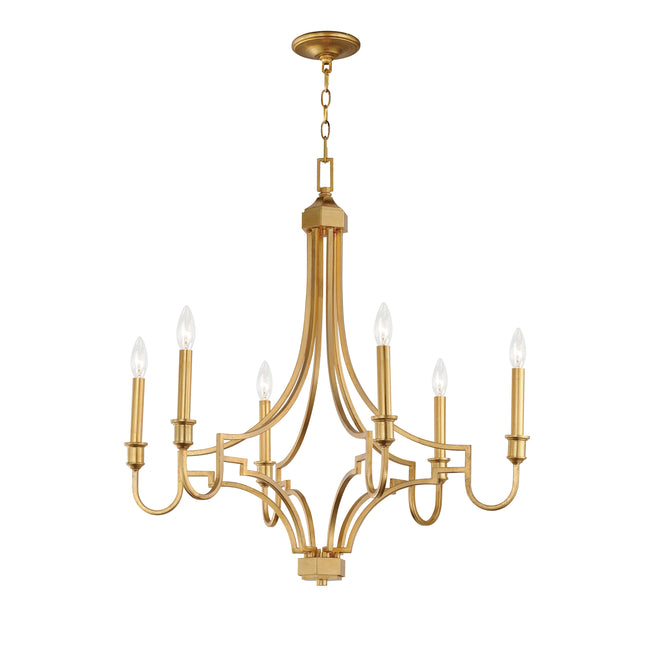 12786GL - 6 Light Normandy 29" Chandelier - Gold Leaf