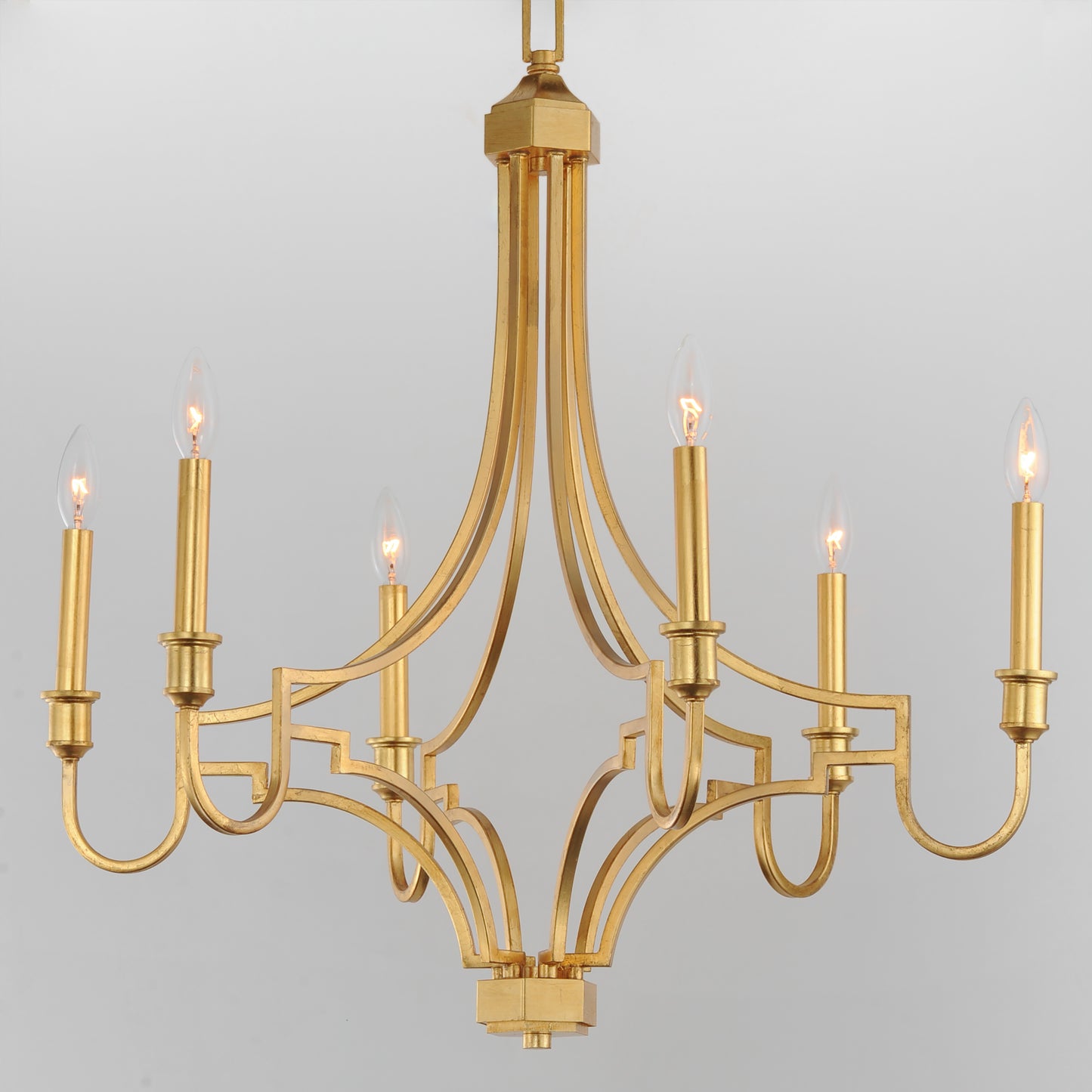 12786GL - 6 Light Normandy 29" Chandelier - Gold Leaf
