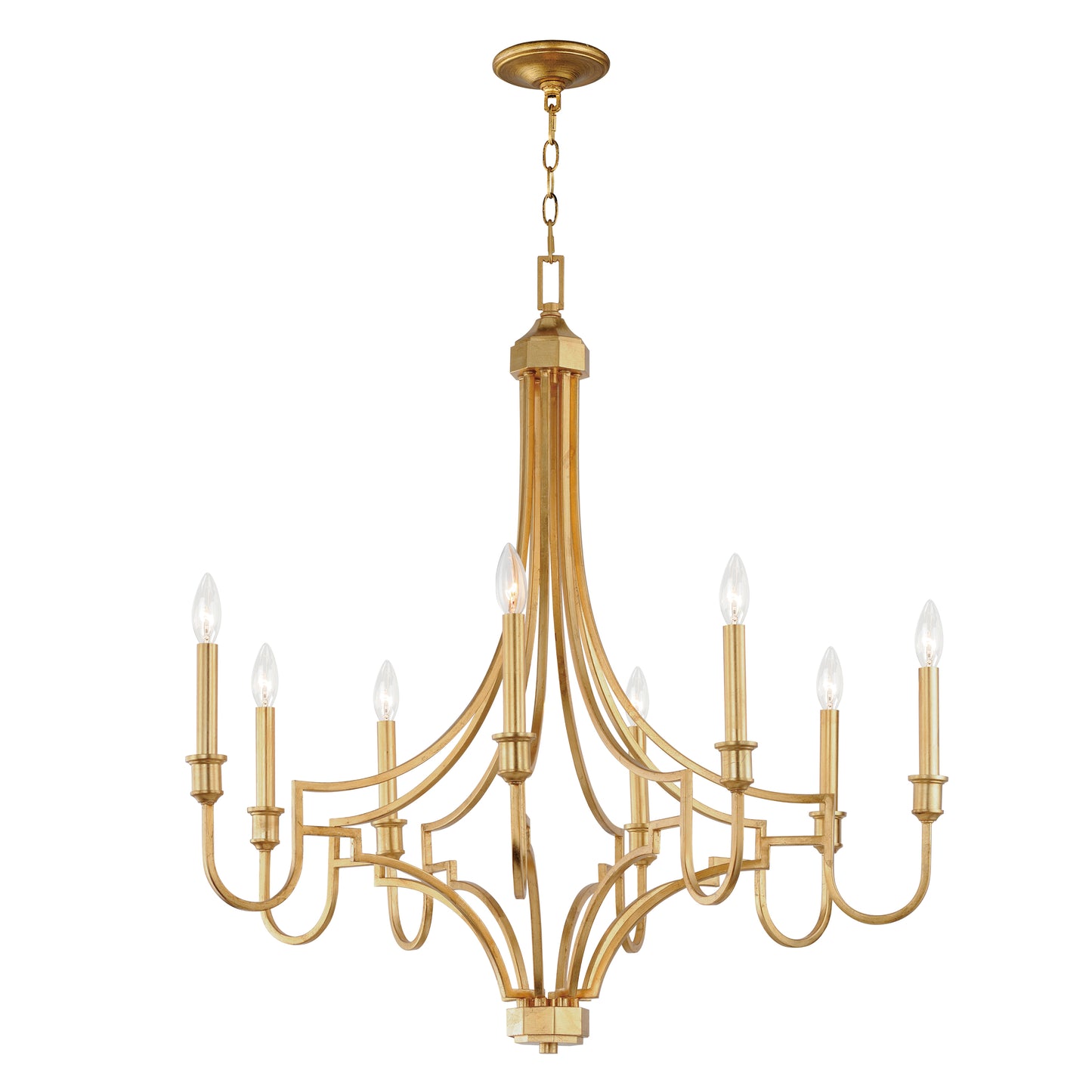 12788GL - 8 Light Normandy 34" Chandelier - Gold Leaf