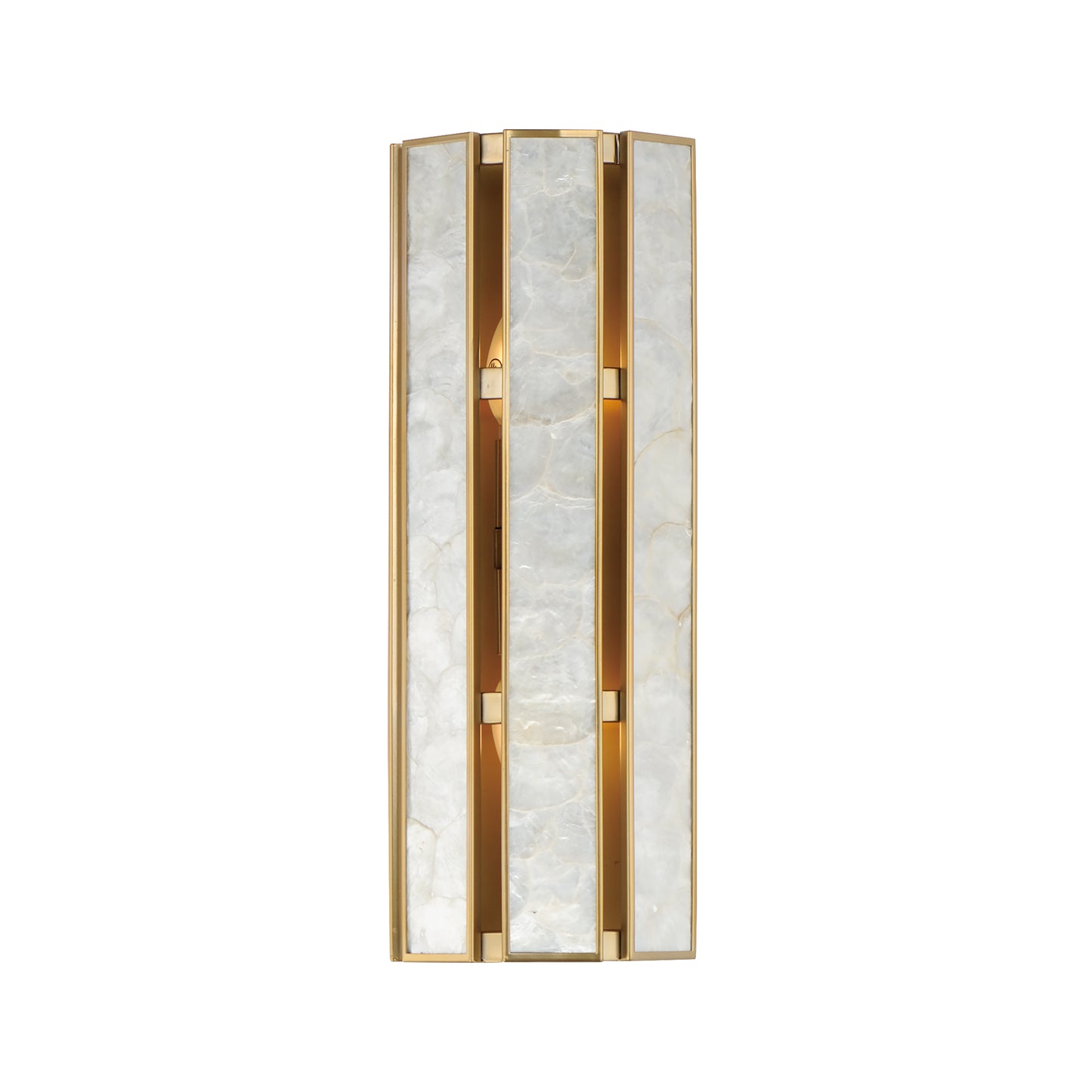 12801CZNAB - 2 Light Miramar 8" Wall Sconce - Capiz / Natural Aged Brass