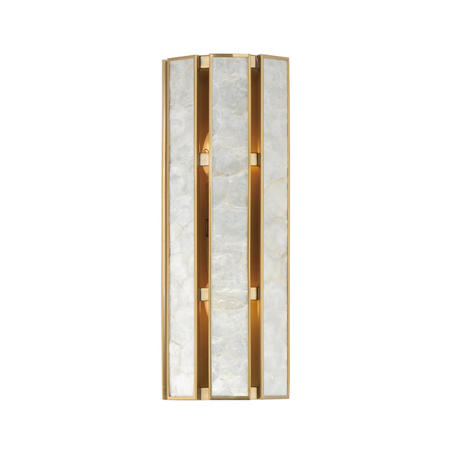12801CZNAB - 2 Light Miramar 8" Wall Sconce - Capiz / Natural Aged Brass