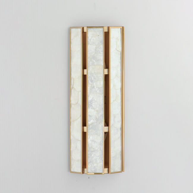 12801CZNAB - 2 Light Miramar 8" Wall Sconce - Capiz / Natural Aged Brass