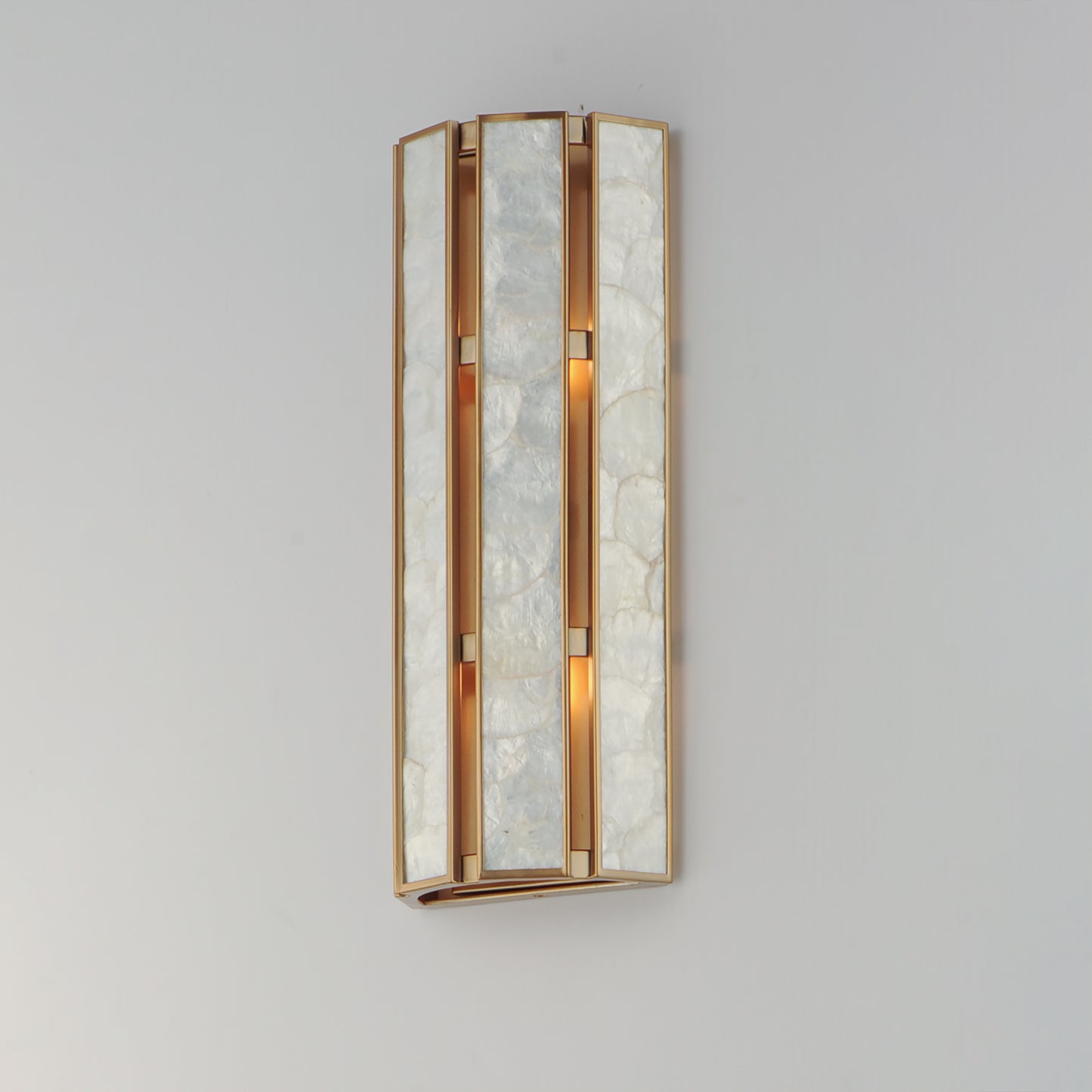 12801CZNAB - 2 Light Miramar 8" Wall Sconce - Capiz / Natural Aged Brass