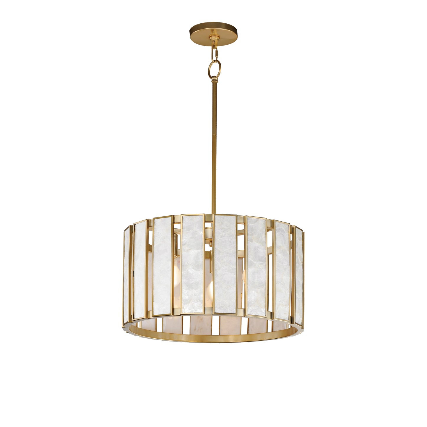 12803CZNAB - 3 Light Miramar 18" Pendant - Capiz / Natural Aged Brass