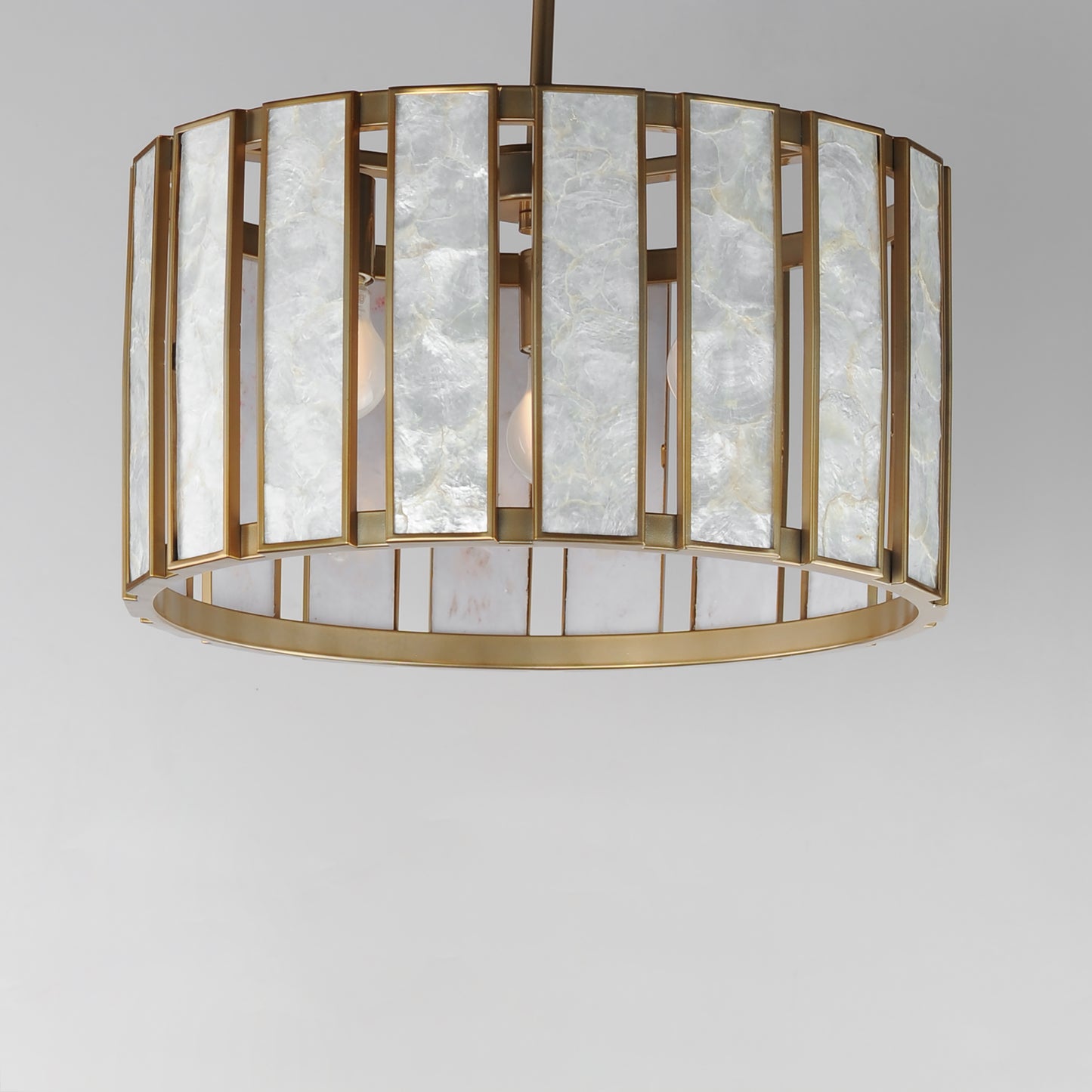 12803CZNAB - 3 Light Miramar 18" Pendant - Capiz / Natural Aged Brass