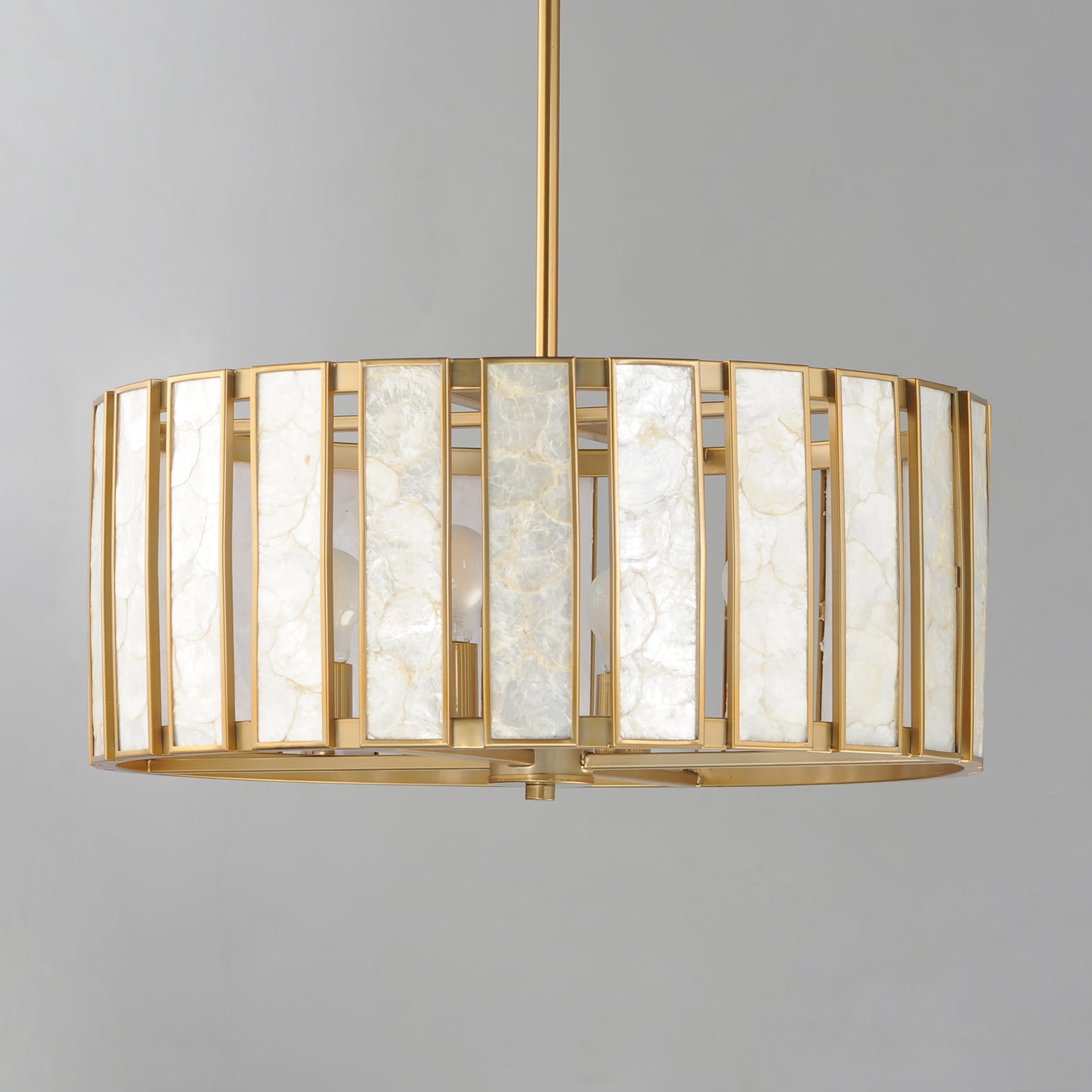 12804CZNAB - 4 Light Miramar 24" Pendant - Capiz / Natural Aged Brass