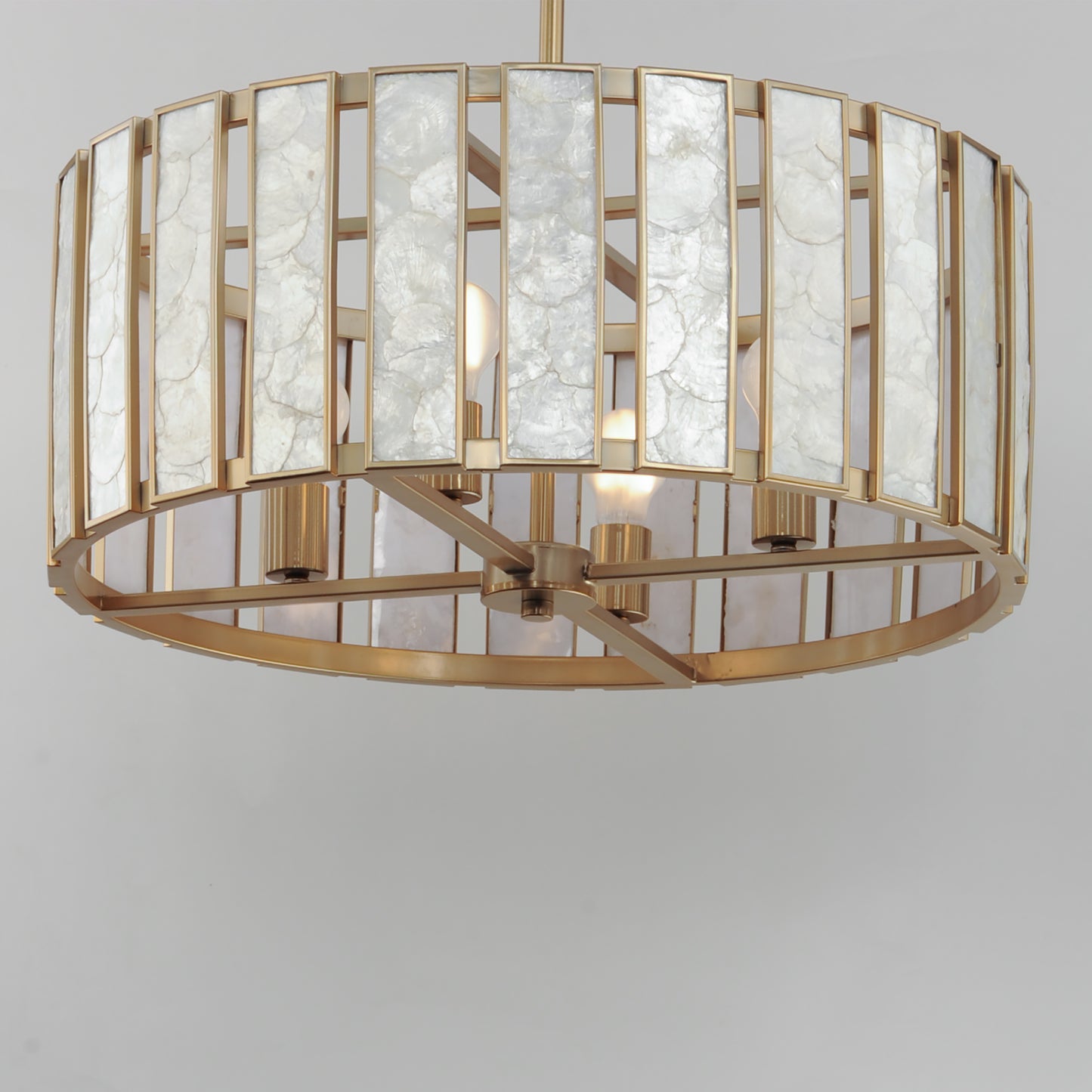 12804CZNAB - 4 Light Miramar 24" Pendant - Capiz / Natural Aged Brass