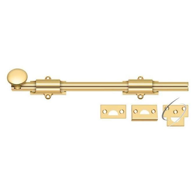 12SB003 12" Surface Bolt; Heavy Duty; Lifetime Brass Finish