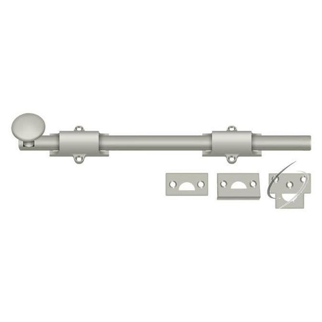 12SB15 12" Surface Bolt; Heavy Duty; Satin Nickel Finish