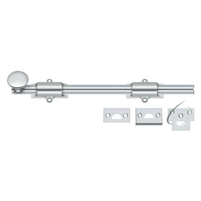 12SB26 12" Surface Bolt; Heavy Duty; Bright Chrome Finish