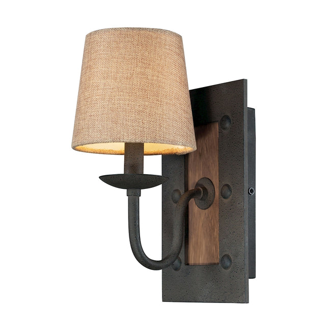 ELK Lighting 14130/1 - Early American 6" Wide 1-Light Wall Lamp in Vintage Rust with Beige Linen Sha