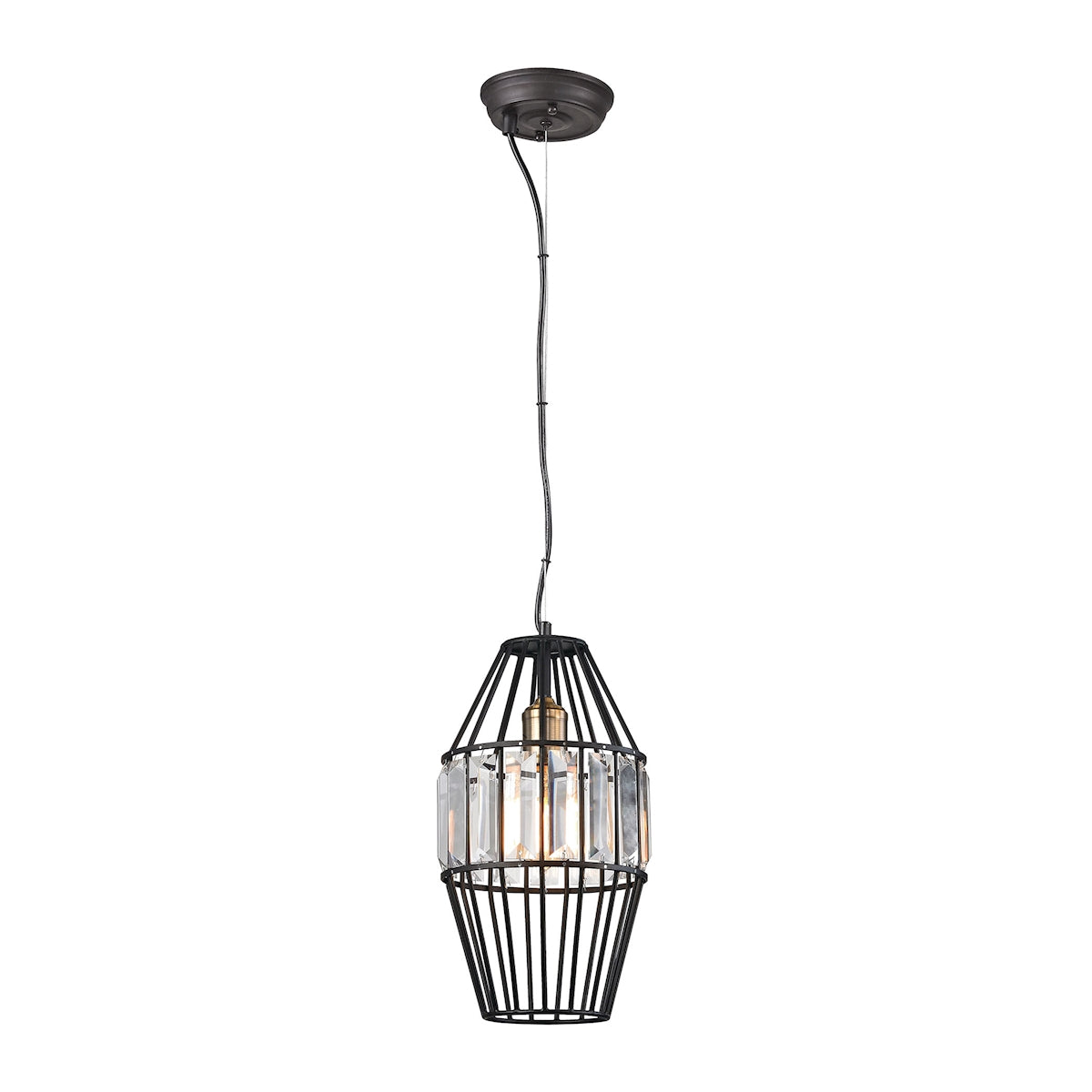 ELK Lighting 14248/1 - Yardley 8" Wide 1-Light Mini Pendant in Oil Rubbed Bronze with Clear Crystal