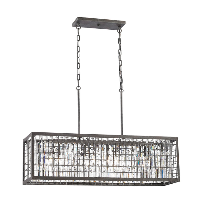 ELK Lighting 14341/4 - Nadina 37" Wide 4-Light Linear Chandelier in Silverdust Iron with Clear Cryst
