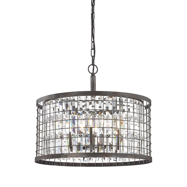 ELK Lighting 14344/6 - Nadina 22" Wide 6-Light Chandelier in Silverdust Iron with Clear Crystal Insi