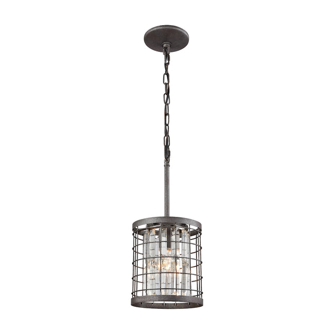 ELK Lighting 14345/1 - Nadina 7" Wide 1-Light Mini Pendant in Silverdust Iron with Clear Crystal
