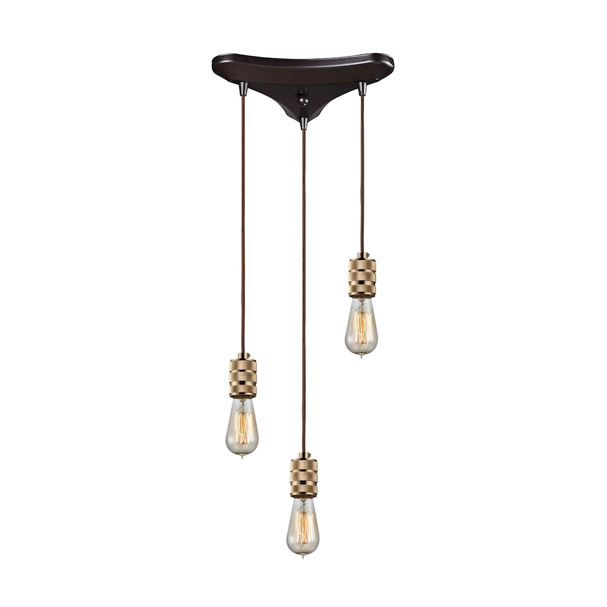 ELK Lighting 14391/3 - Camley 10" Wide 3-Light Triangular Pendant Fixture in Oil Rubbed Bronze and P
