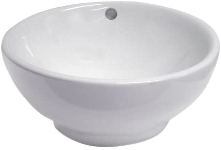 Aila Round White Vitreous China Above-Counter Vessel with Overflow