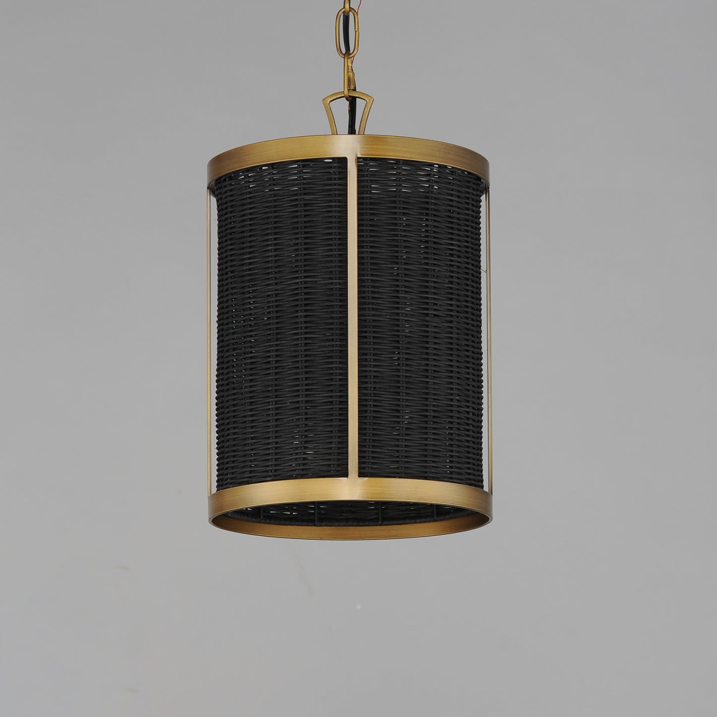 14461BRNAB - 1 Light Rattan 10" Pendant - Natural Aged Brass