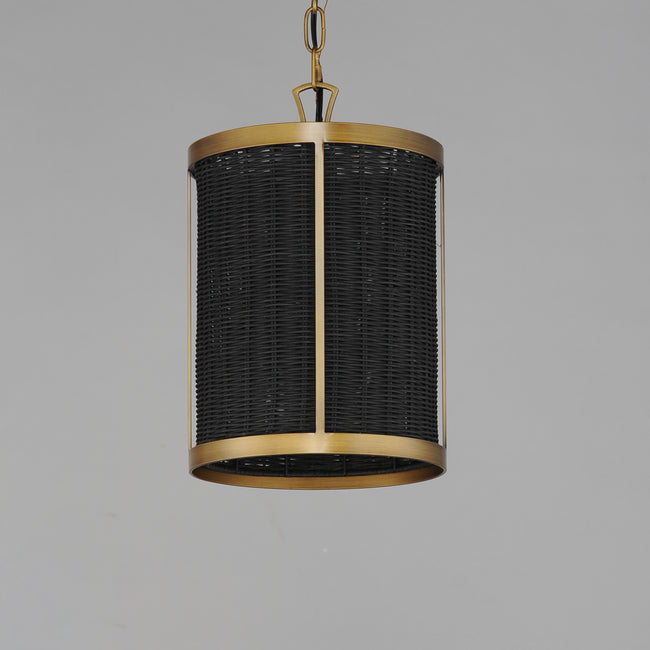 14461BRNAB - 1 Light Rattan 10" Pendant - Natural Aged Brass
