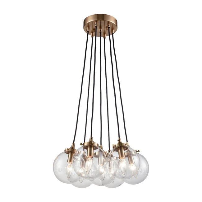 ELK Lighting 14465/7 - Boudreaux 18" Wide 7-Light Chandelier in Satin Brass with Sphere-shaped Glass