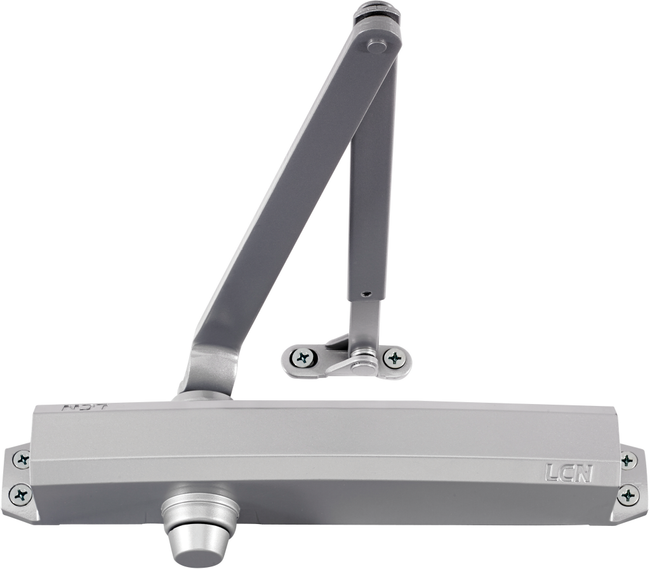 Parallel Arm Adjustable Surface Mounted Tri Pack Door Closer with Thru Bolts Aluminum Finish