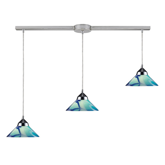 ELK Lighting 1477/3L-CAR - Refraction 5" Wide 3-Light Linear Pendant Fixture in Polished Chrome with