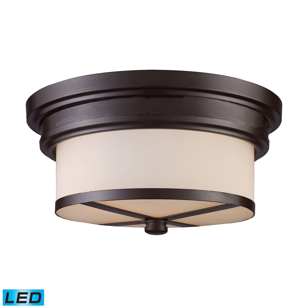 ELK Lighting 15025/2-LED - Flushmounts 13" Wide 2-Light Flush Mount in Oiled Bronze with Off-white G