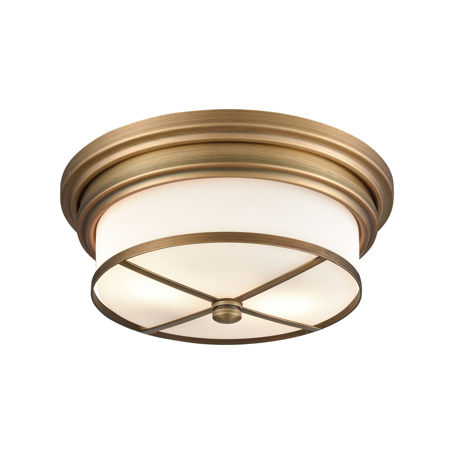 ELK Lighting 15055/2 - Flushmounts 13" Wide 2-Light Flush Mount in Classic Brass with White Glass