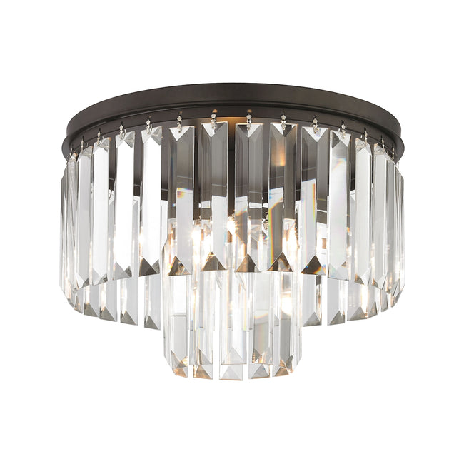 ELK Lighting 15223/1 - Palacial 12" Wide 1-Light Semi Flush in Oil Rubbed Bronze with Clear Crystal