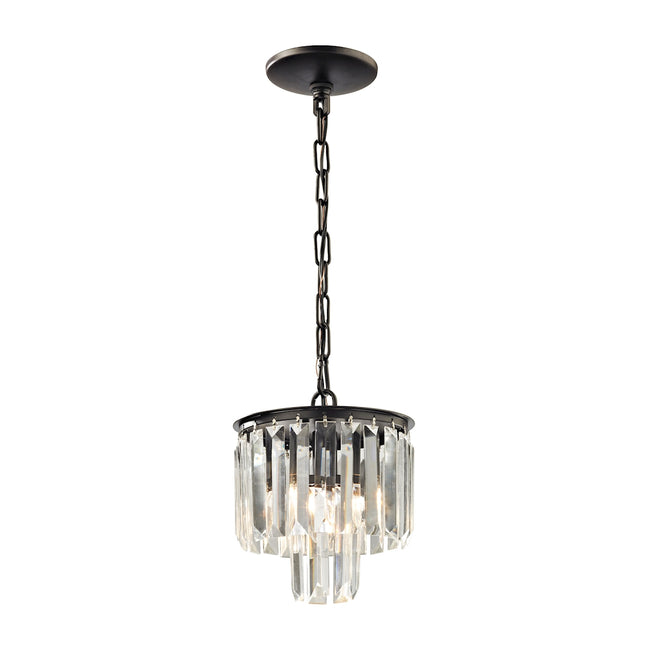 ELK Lighting 15224/1 - Palacial 8" Wide 1-Light Mini Pendant in Oil Rubbed Bronze with Clear Crystal