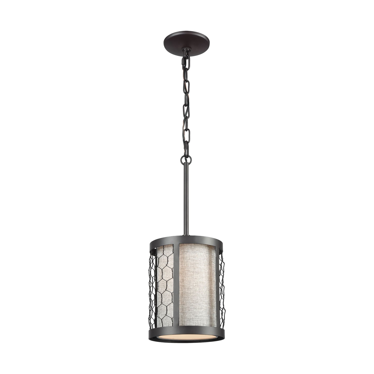 ELK Lighting 15241/1 - Filmore 9" Wide 1-Light Mini Pendant in Oiled Bronze with Wire Mesh and Gray