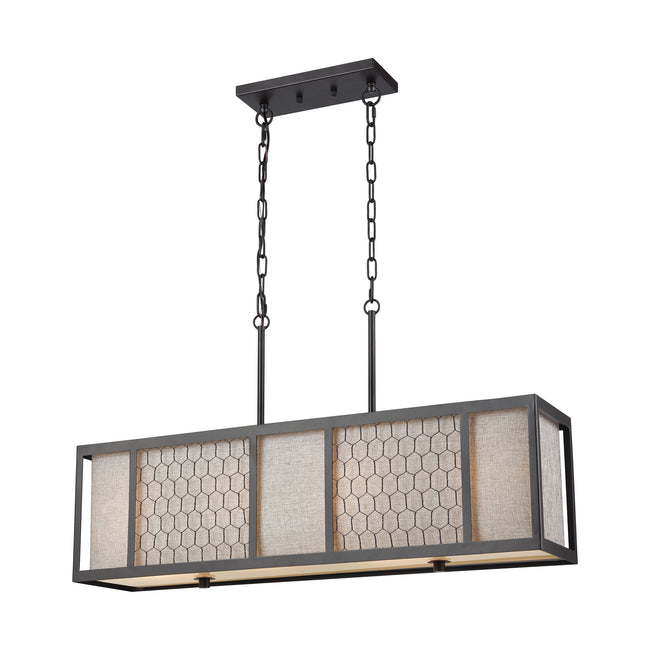 ELK Lighting 15244/4 - Filmore 35" Wide 4-Light Linear Chandelier in Oil Rubbed Bronze with Wire Mes