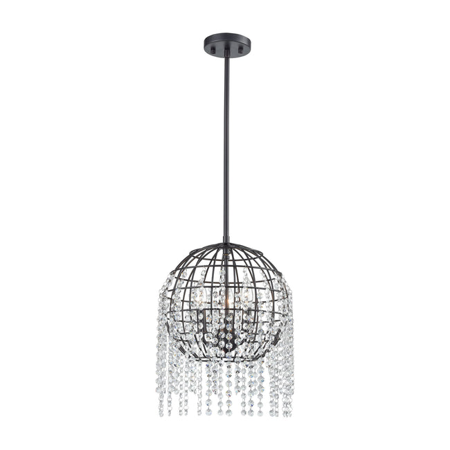 ELK Lighting 15304/3 - Yardley 13" Wide 3-Light Pendant in Oil Rubbed Bronze with Wire Cage and Clea