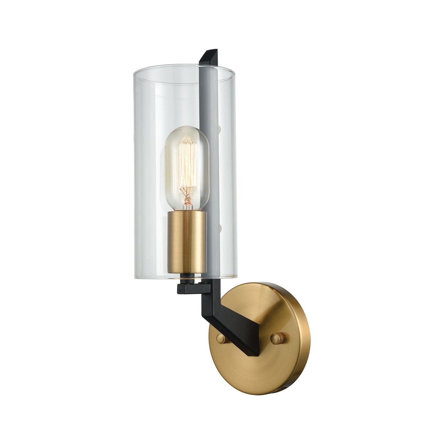 ELK Lighting 15310/1 - Blakeslee 5" Wide 1-Light Wall Lamp in Matte Black and Satin Brass with Clear
