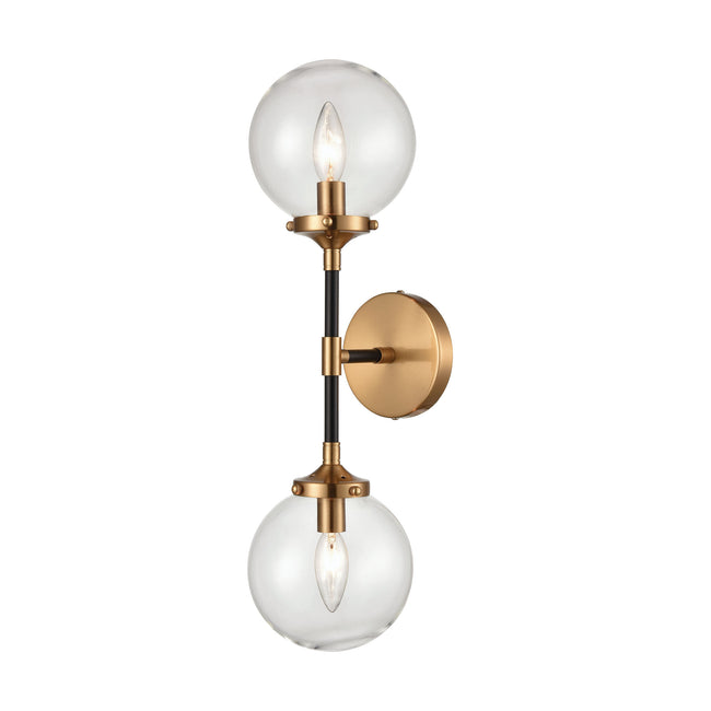 ELK Lighting 15340/2 - Boudreaux 6" Wide 2-Light Sconce in Matte Black and Antique Gold with Clear G