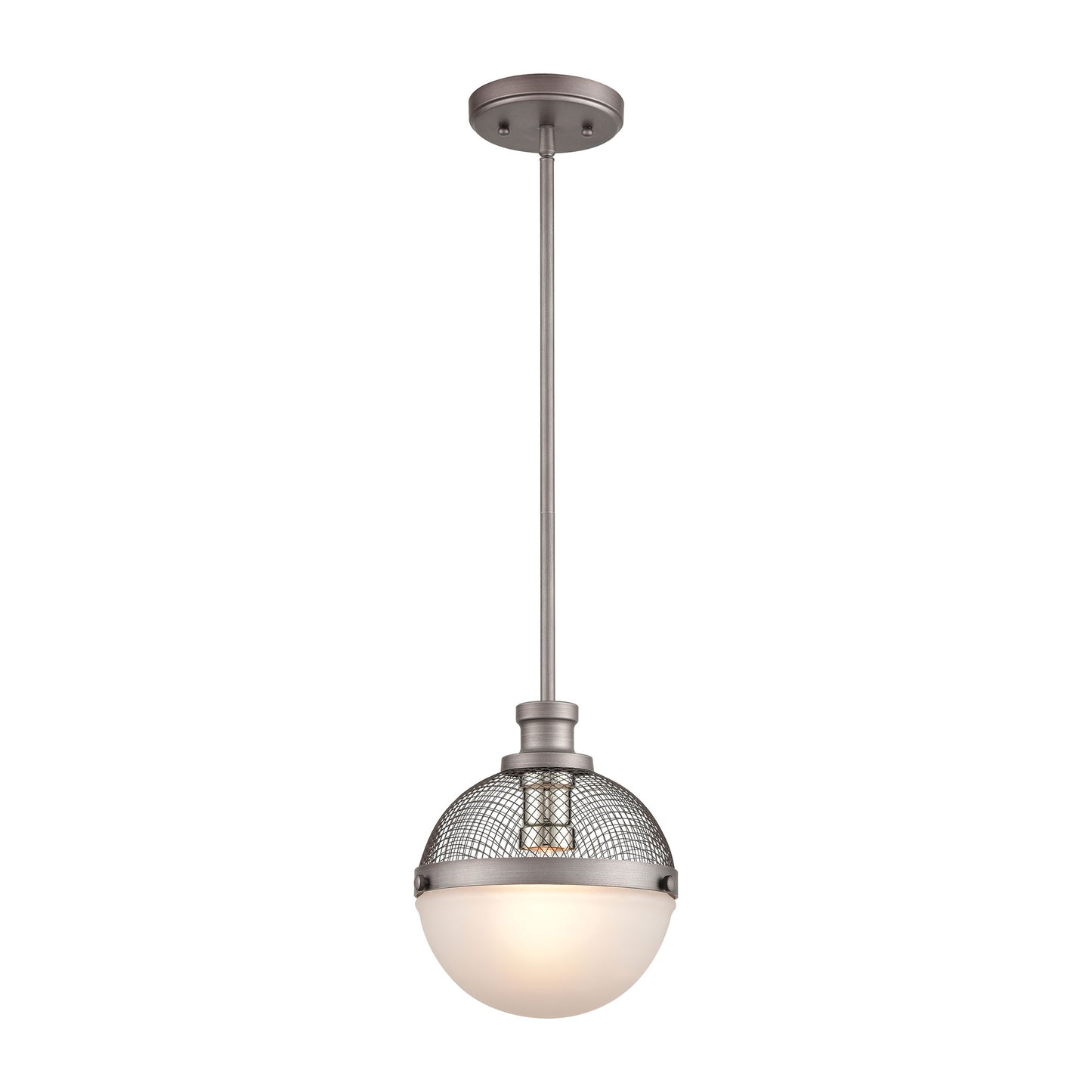 ELK Lighting 15555/1 - Calabria 9" Wide 1-Light Mini Pendant in Weathered Zinc and Polished Nickel w