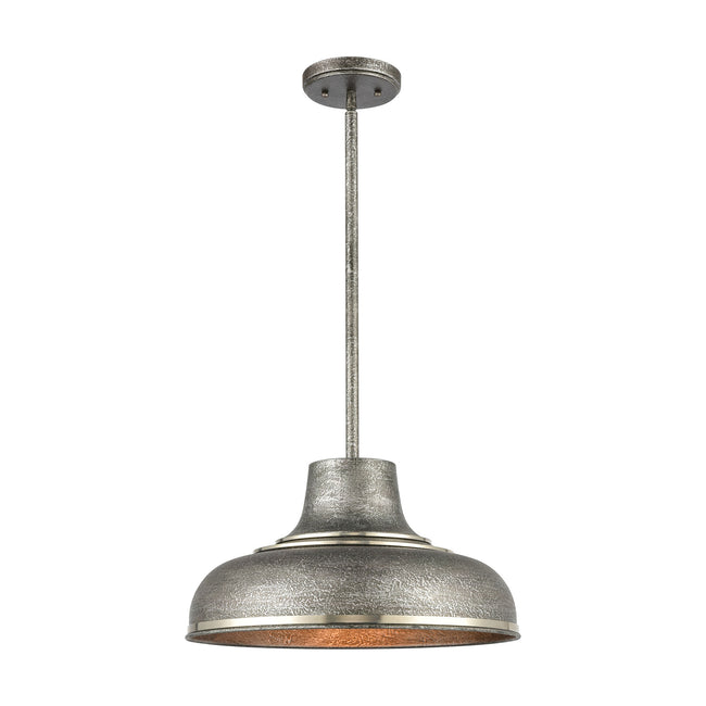 ELK Lighting 15575/1 - Kerin 16" Wide 1-Light Pendant in Polished Nickel with Textured Silvery Gray