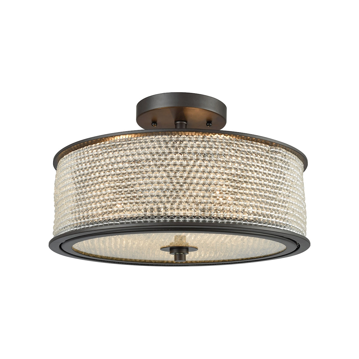 ELK Lighting 15970/3 - Glass Beads 16" Wide 3-Light Semi Flush in Oil Rubbed Bronze with Clear Glass